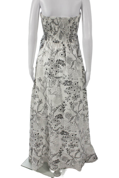 Michelle Farmer Women Maxi Dress White Linen Off Shoulder Sleeveless Size L
