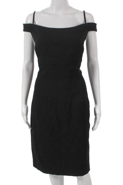 B Michael Couture Women Black Sheath Off Shoulder Midi Dress Size 12