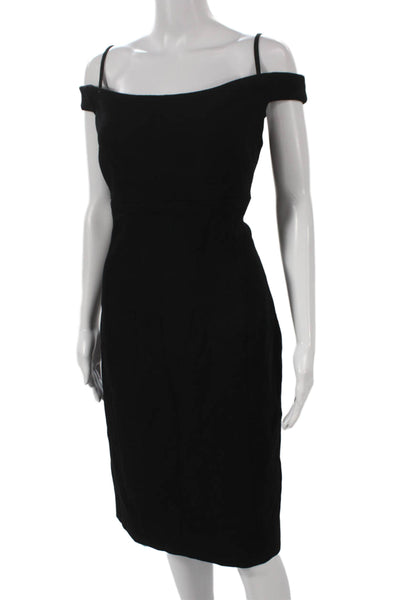 B Michael Couture Women Black Sheath Off Shoulder Midi Dress Size 12