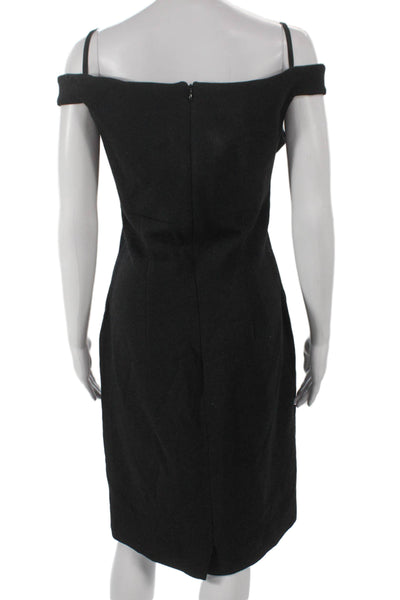 B Michael Couture Women Black Sheath Off Shoulder Midi Dress Size 12
