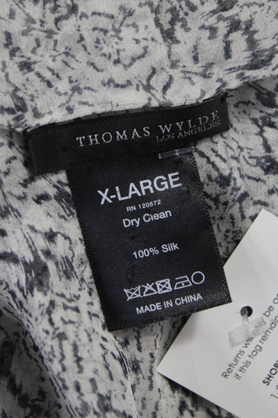 Thomas Wylde Womens Tunic Blouse Silk Floral Boat Neck 3/4 Sleeve Gray Size XL