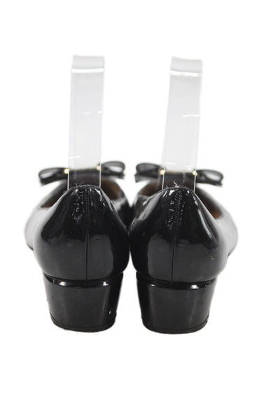 Salvatore Ferragamo Womens Patent Leather Var Bow Pump Heels Black Size 7