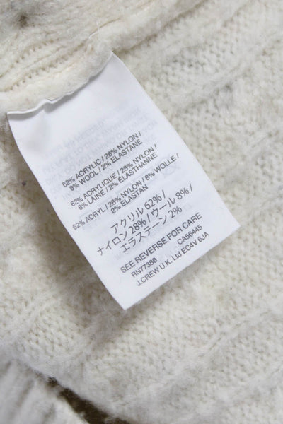 J Crew Womens Pullover Sweater Cable Knit Crew Neck Ivory Long Sleeve Size M