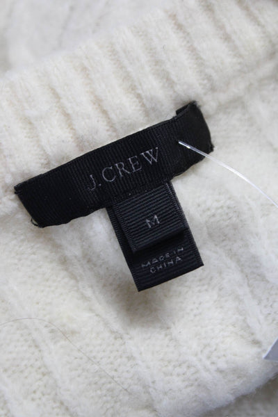 J Crew Womens Pullover Sweater Cable Knit Crew Neck Ivory Long Sleeve Size M
