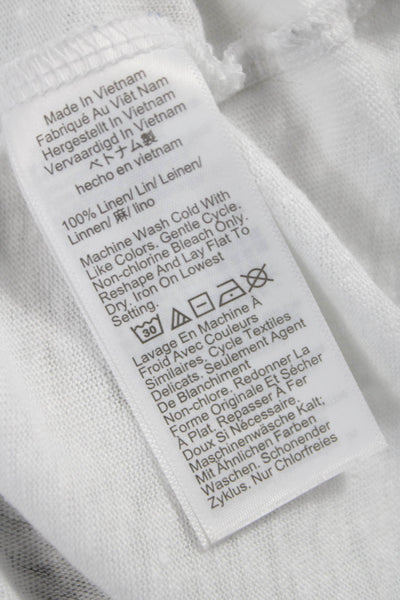 J Crew Women Basic White Linen T-Shirt Short Sleeve Round Neck Size L