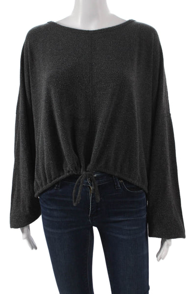 Spiritual Gangster Womens Basic T-Shirt Gray Boat Neck Long Sleeve Size M