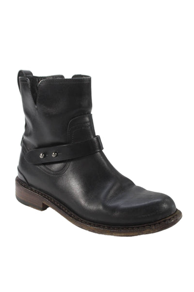 Rag & Bone Leather Notched Detail Ankle Boots Black Size 6