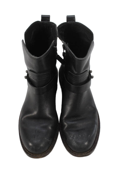 Rag & Bone Leather Notched Detail Ankle Boots Black Size 6