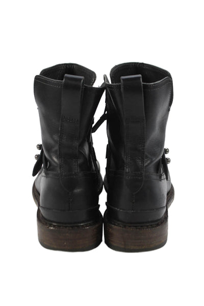 Rag & Bone Leather Notched Detail Ankle Boots Black Size 6