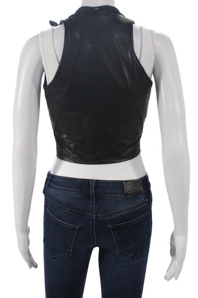 Heroine Sport Women Cropped Halter Tank Black Zip 60% Polyurethane Size XS