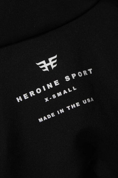 Heroine Sport Women Cropped Halter Tank Black Zip 60% Polyurethane Size XS
