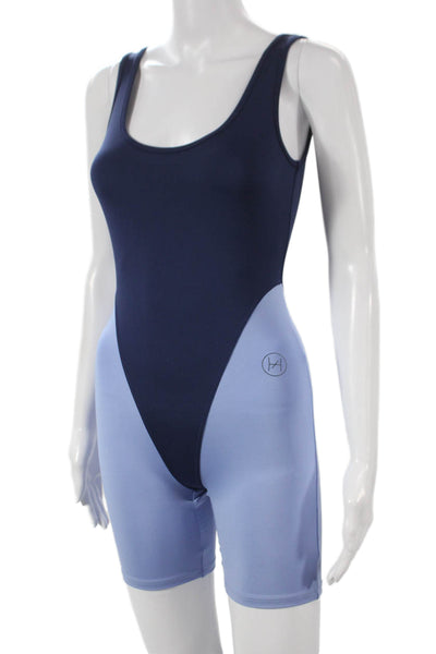 Heros Active Women Blue Colorblock Scoop Neck Sleeveless Bodysuit Size XS