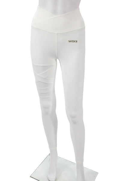 WISKII Womens Ankle Leggings White Nylon Size S