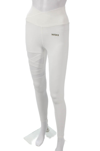 WISKII Womens Ankle Leggings White Nylon Size S