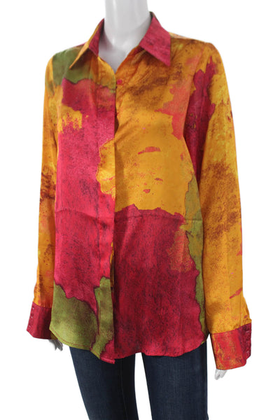 Andrea Iyamah Women Colorblock Collared Blouse Long Sleeve Button Cuff Size XS
