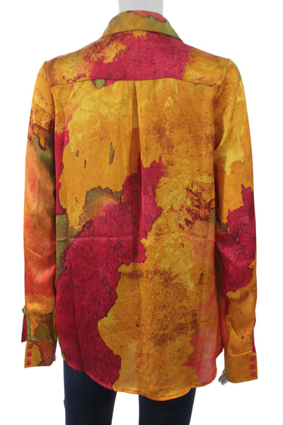 Andrea Iyamah Women Colorblock Collared Blouse Long Sleeve Button Cuff Size XS