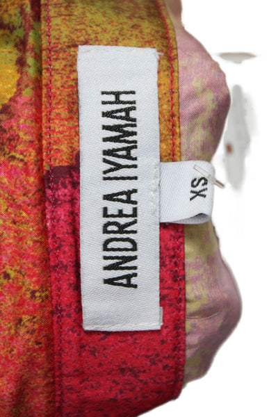 Andrea Iyamah Women Colorblock Collared Blouse Long Sleeve Button Cuff Size XS