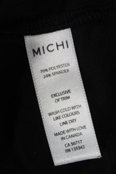 Michi Womens Cropped V-Neck Long Sleeve Casual Top Black Polyester Size M