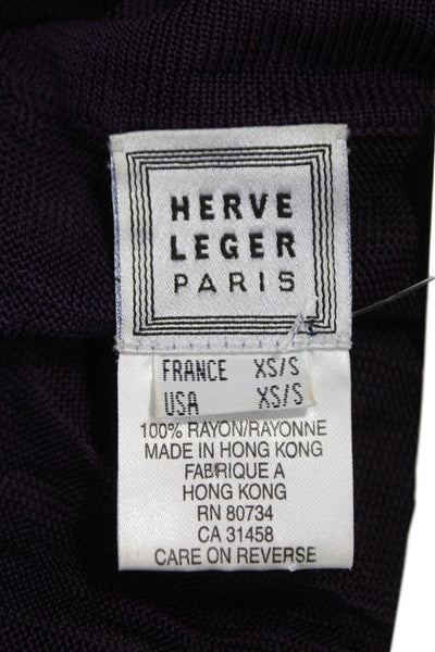 Herve Leger Women Kimono Blouse Purple Rayon V-Neck 3/4 Sleeve Size XS