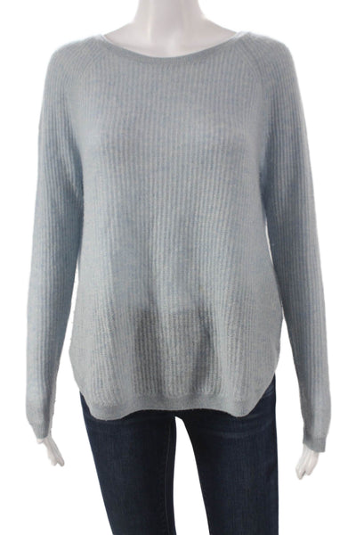 Vince Women Cashmere Boat Neck Pullover Sweater Blue Long Sleeve Size S