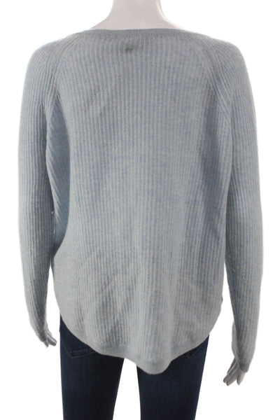Vince Women Cashmere Boat Neck Pullover Sweater Blue Long Sleeve Size S