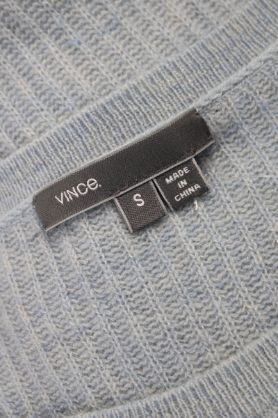 Vince Women Cashmere Boat Neck Pullover Sweater Blue Long Sleeve Size S