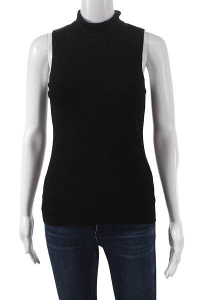 Adrienne Vittadini Womens Black Sleeveless Mock Neck Basic Tank Size XS