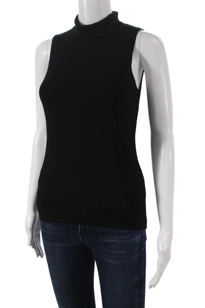 Adrienne Vittadini Womens Black Sleeveless Mock Neck Basic Tank Size XS