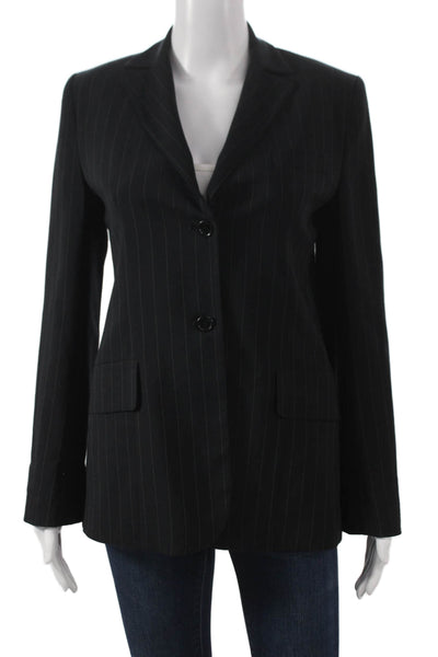 BCBGMAXAZRIA Womens Blazer Black Pinstripe Polyester Size 2