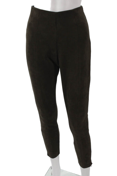 Zara Womens Ankle Leggings Faux Suede Green Solid Size M
