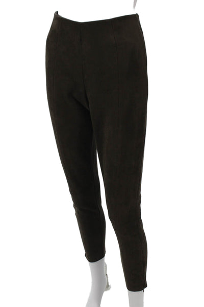 Zara Womens Ankle Leggings Faux Suede Green Solid Size M