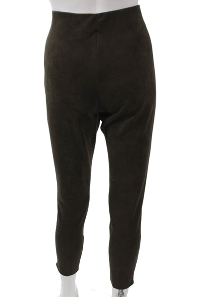 Zara Womens Ankle Leggings Faux Suede Green Solid Size M