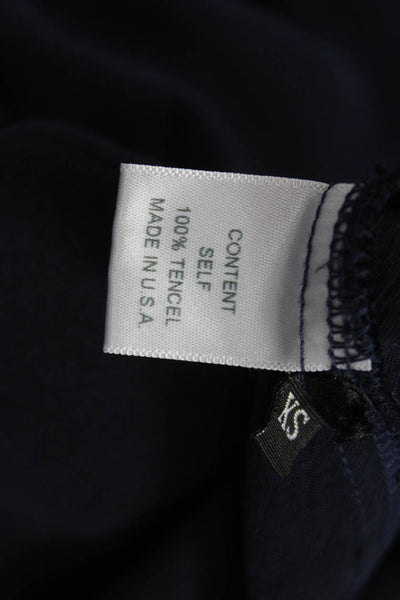 Maven West Women Blue Tencel Shirt Dress Short Sleeve Knee Length Size XS