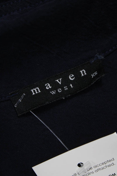 Maven West Women Blue Tencel Shirt Dress Short Sleeve Knee Length Size XS