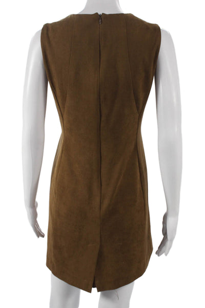 Drew Women Sheath Dress Brown V-Neck Sleeveless Polyester Zip Size 2