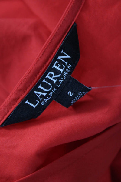 Lauren Ralph Lauren Women Wrap Dress Red V-Neck Short Sleeve Knee Length Size 2