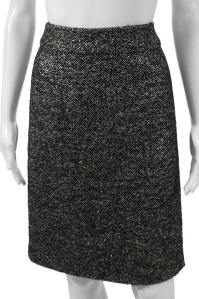 J Crew Women Black Wool Pencil Skirt Zip Knee Length Size 0