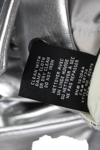 7 For All Mankind Women Silver Polyurethane Dress Pants Mid Rise Button Size S