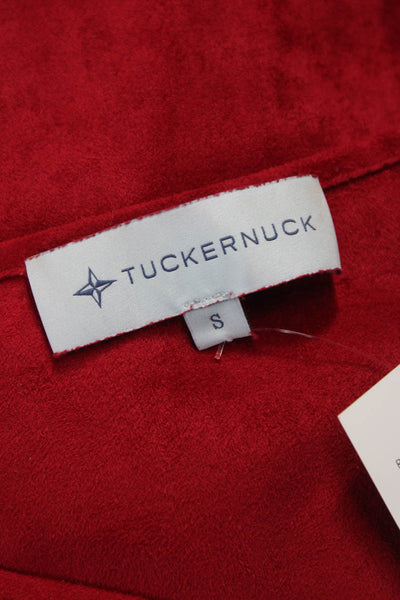 Tuckernuck Women Tunic Blouse Red V-Neck 3/4 Sleeve Polyester Size S