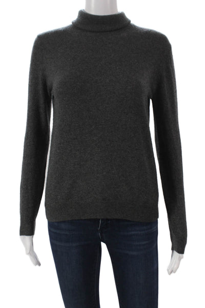Sutton Studio Women Cashmere Turtleneck Sweater Gray Long Sleeve Fall Size S