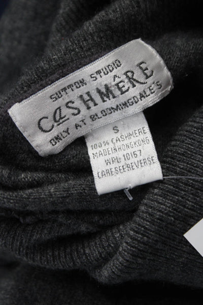 Sutton Studio Women Cashmere Turtleneck Sweater Gray Long Sleeve Fall Size S