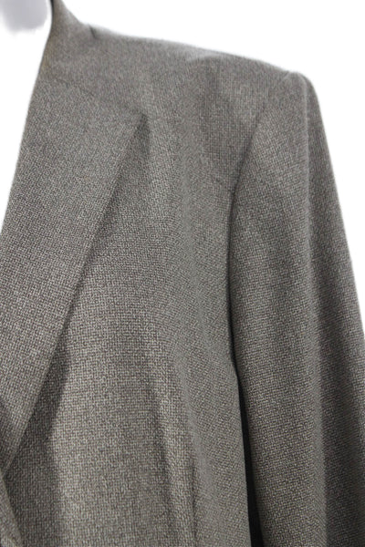 Lafayette 148 New York Women Blazer Gray Silk Button Long Sleeve Size 16