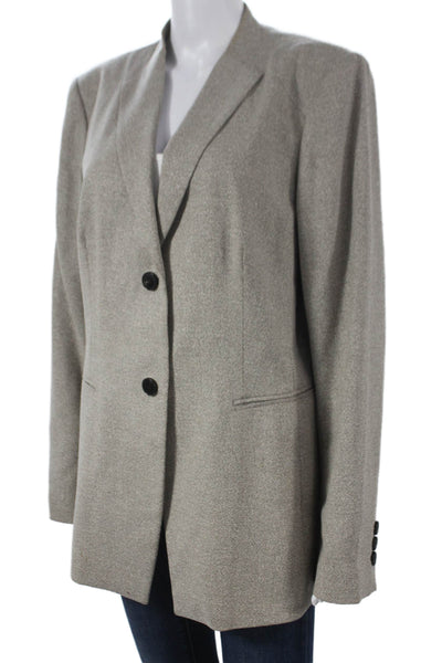 Lafayette 148 New York Women Blazer Gray Silk Button Long Sleeve Size 16