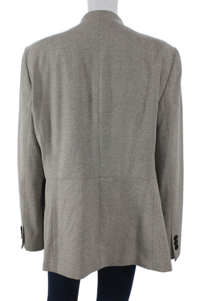 Lafayette 148 New York Women Blazer Gray Silk Button Long Sleeve Size 16