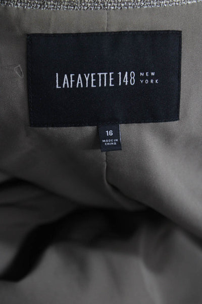 Lafayette 148 New York Women Blazer Gray Silk Button Long Sleeve Size 16