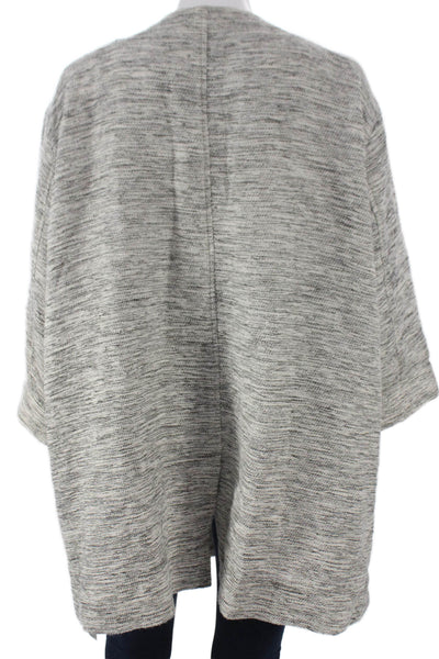 Eileen Fisher Womens Gray Cotton Collared Cardigan 3/4 Sleeve Size 2X
