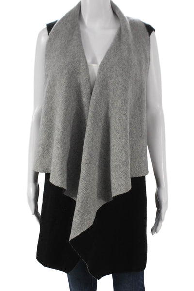 Magaschoni Women Cashmere V-Neck Sleeveless Vest Sweater Gray Size M