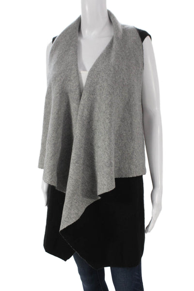 Magaschoni Women Cashmere V-Neck Sleeveless Vest Sweater Gray Size M