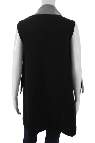 Magaschoni Women Cashmere V-Neck Sleeveless Vest Sweater Gray Size M
