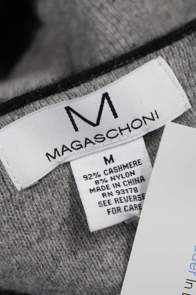 Magaschoni Women Cashmere V-Neck Sleeveless Vest Sweater Gray Size M